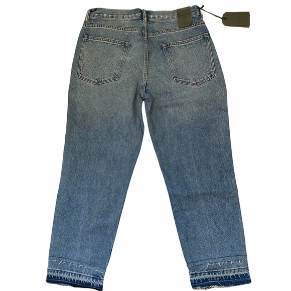 NWT Allsaints Boys Frayed Released Hem Julia Crop Sz 29 Medium Wash - Picture 6 of 9